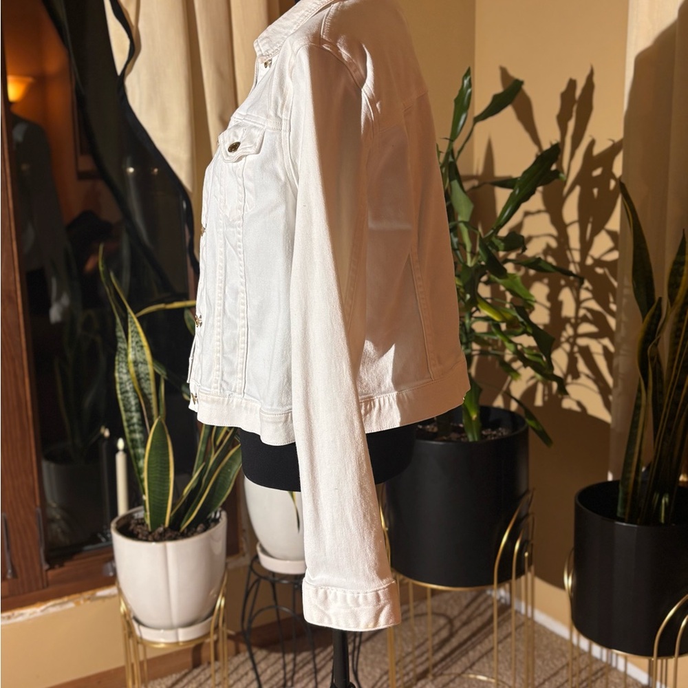 [Michael Kors] White Denim Cropped Jacket - Picture 3 of 4